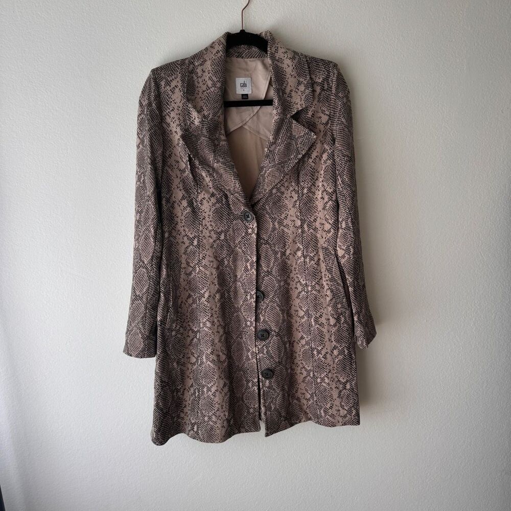 CAbi Snake Print Long Blazer Jacket in Taupe and Black